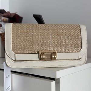 NWT Reiss Beige and Cream Woven Clutch